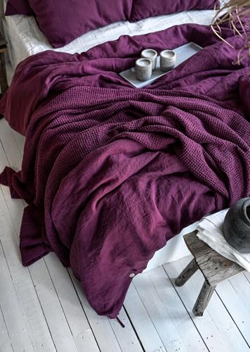 Linen Organic Duvet Cover in Fuchsia. King, Queen, Twin, Full, Double, Single Sizes. with Coconut Buttons Dark Purple Linen Duvet Cover. Magenta Linen Bedding Set. (Twin 68x90'') Generic