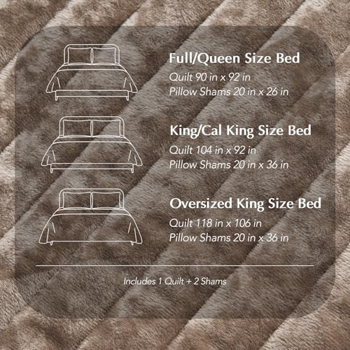 EVERGRACE Velvet Quilt Set King Size, Luxurious Soft Striped Channel Bedding Set, Lightweight Velvet Comforter for All Season, Oversized Bedspread Coverlet with 2 Matching Shams, Mocha Brown EVERGRACEHOME