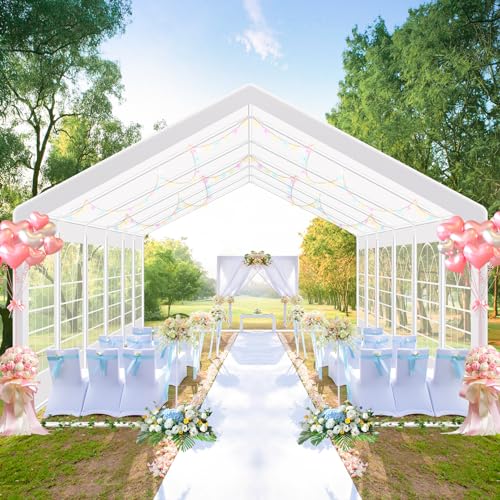 COBIZI 20x30 Outdoor Heavy Duty Party Tent Wedding Canopy with Removable Sidewalls & Storage Bags, Carpas para Fiestas Large Commercial Event Shelter for Patio, Garden UV50+ Waterproof White COBIZI