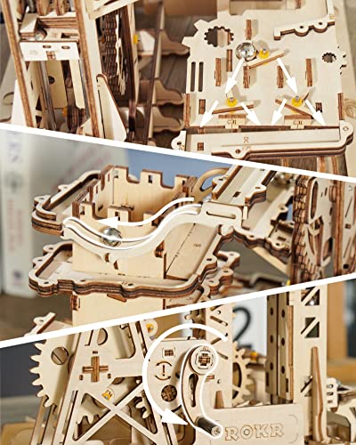 ROKR 3D Wooden Puzzle-Mechanical Model-Wooden Craft Kit-DIY Assembly Toy-Mechanical Gears Set-Brain Teaser Games-Best Gifts for Adults & Teens Age 14+(LG504-Fortress) ROKR