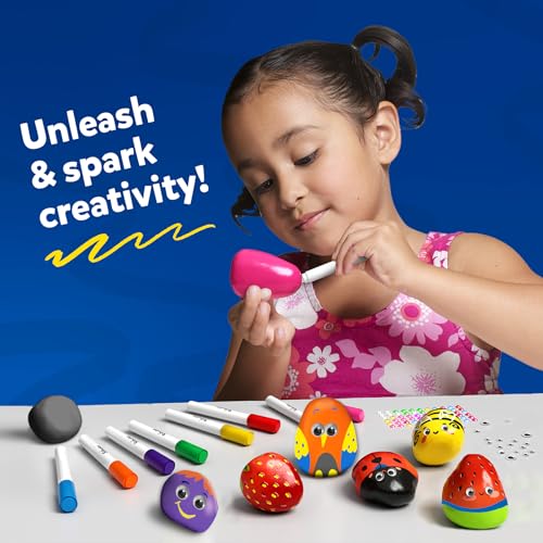 Skillmatics Rock Painting Kit - Mess-Free Art & Craft Activity for Girls & Boys, Craft Kits & Supplies, DIY Creative Activity, Christmas Gifts for Kids Ages 4, 5, 6, 7, 8, 9, 10, 11,12 Skillmatics