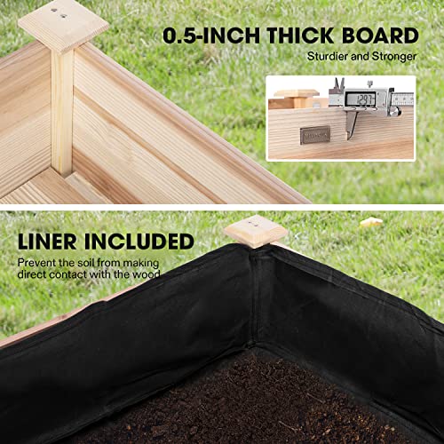 VIVOSUN Elevated Wooden Raised Garden Bed, 46 x 24 x 32 Inches, Mobile Outdoor Planter Box with Storage Shelf and Protective Liner for Outdoor Use, with Lockable Wheels VIVOSUN