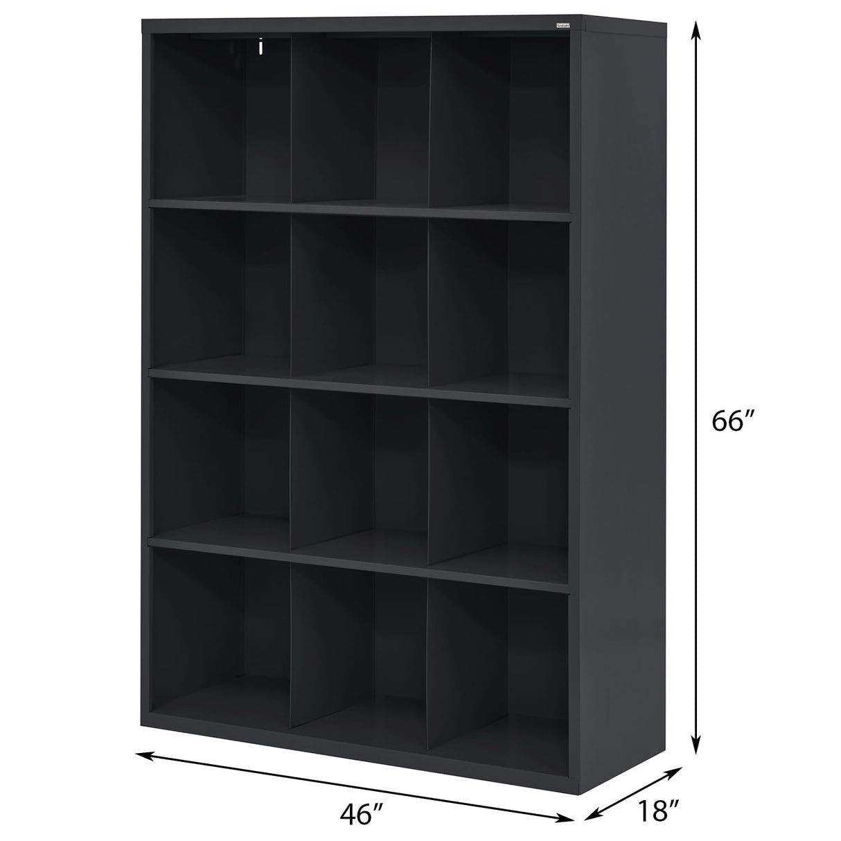 Sandusky Lee IC00461866-09 Heavy Duty Welded All Steel Cubby Storage Cabinet with 12 Sections, 46" Depth x 18" Width x 66" Height, Black Sandusky