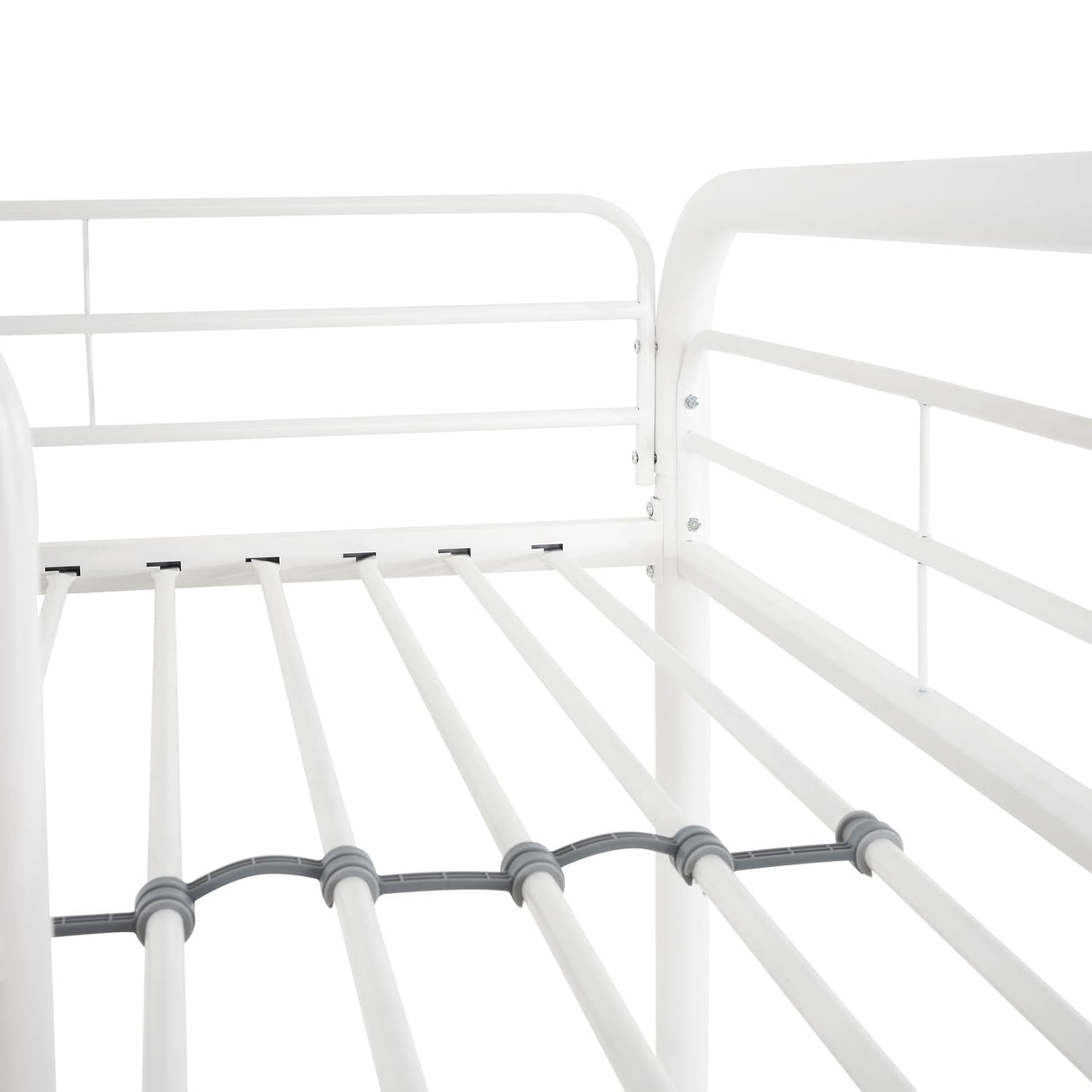 Hollywood Bunk Beds Twin Over Full Size, Heavy Duty Metal Bunk Bed with Safety Guardrails, Angled Ladder, Underbed Storage, 800LBs capacity - for Kids and Teens, Twin over Full Bunk Bed, White Naomi Home