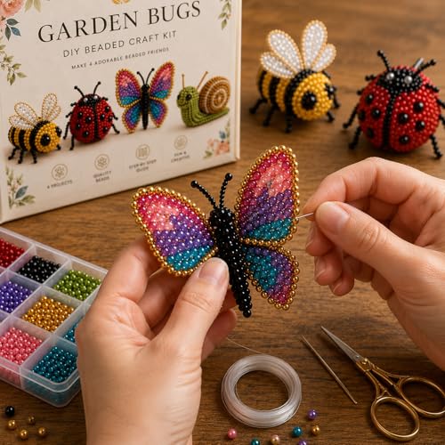 3D Beaded Animal Kit For Adults Tiny 3D Beaded Animals 3D DIY Bead Kit Beading Embroidery Kits 4 Cute Designs Animal Themed Beadwork Kits For Beginners & Craft Enthusiasts With Instructions 4Pcs-E