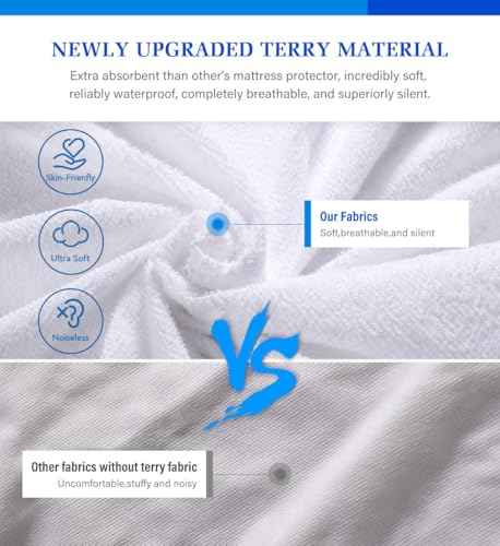 Full Size Mattress Protector Waterproof Mattress Topper Pad Cover Super Noiseless Soft & Breathable Mattress Protector Terry for Pets Kids Adults 54" x 75" Fitted Bed Sheets Artivestion
