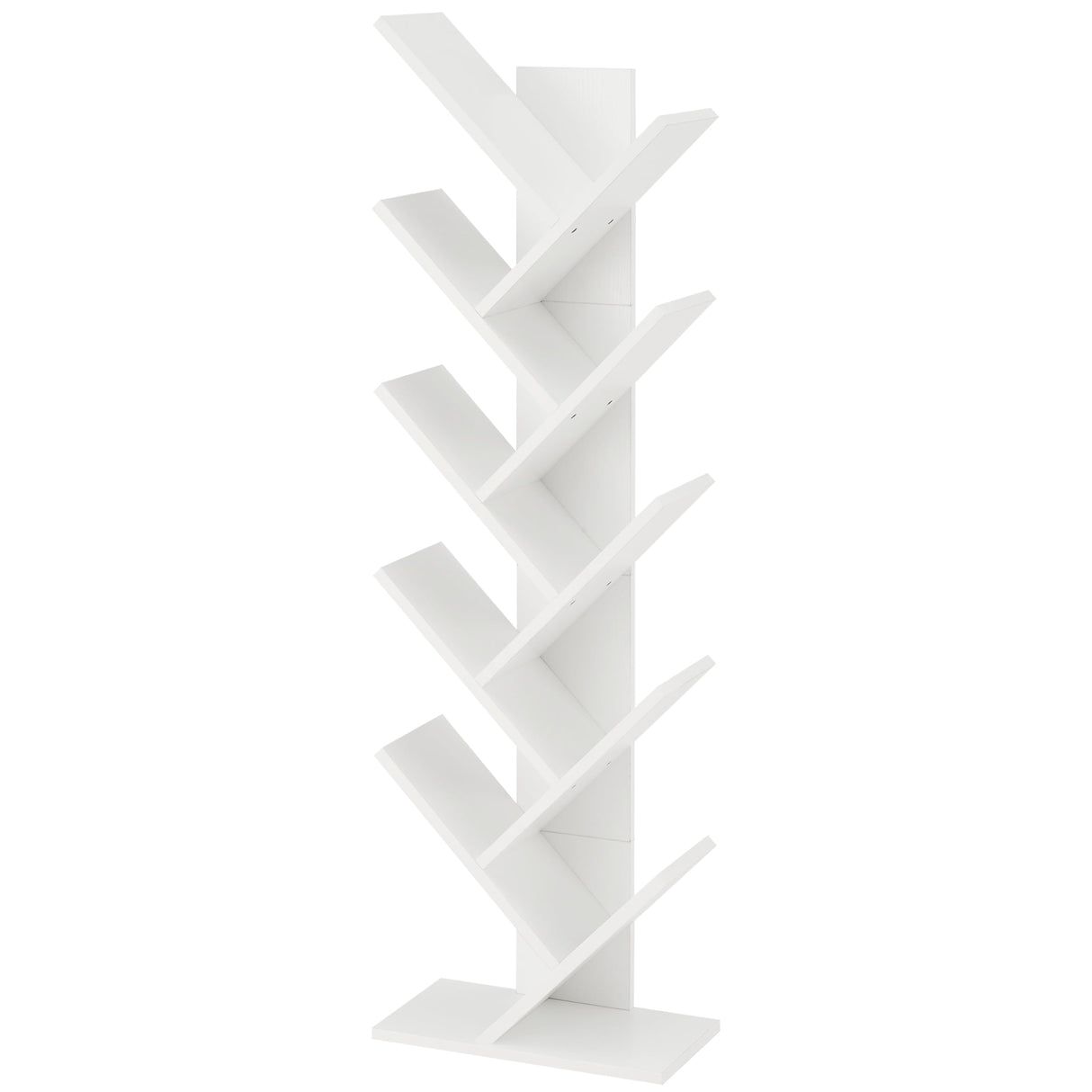 Hoctieon 10 Tier Tree Bookshelf, 10 Shelf Bookcase, Free Standing Tree Bookcase, Display Floor Standing Shelf for Books, Book Shelf Organizer, White Hoctieon