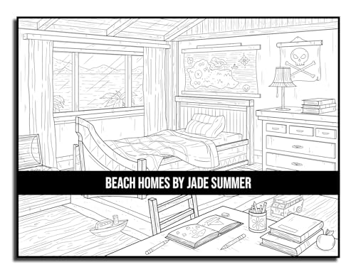 Beach Homes: An Adult Coloring Book with Beautiful Vacation Houses, Charming Interior Designs, and Relaxing Nature Scenes WoodArtSupply