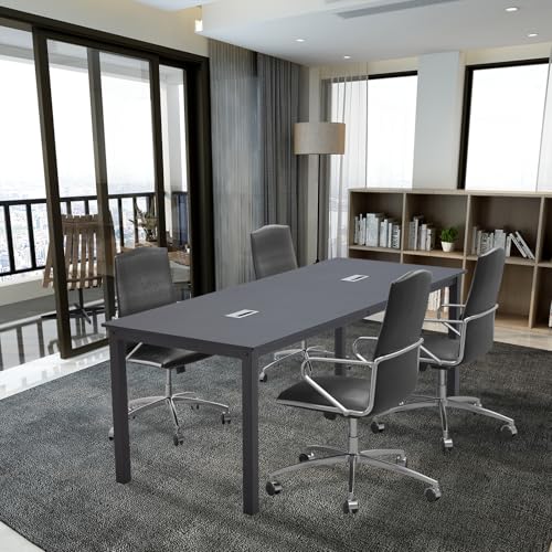 ECOTOUGE 78.7 inch Conference Table Set, 13FT Large Rectangle Meeting Seminar Table Set, Modern Industrial Long Business Tables, Computer Desk (2 Pack, Only Table), Black ECOTOUGE
