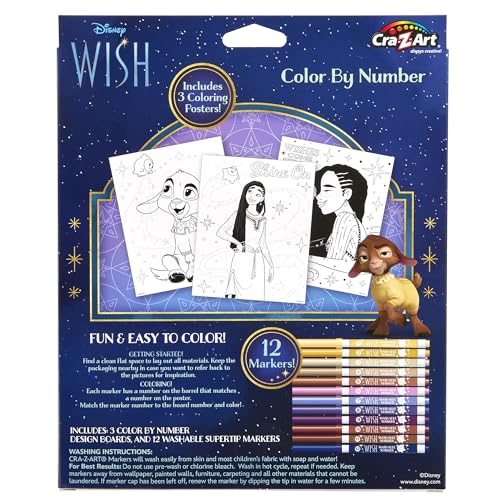 Disney Wish! Color by Number with Markers, Creative Art Activity Set, Ages 4 and Up Cra-Z-Art