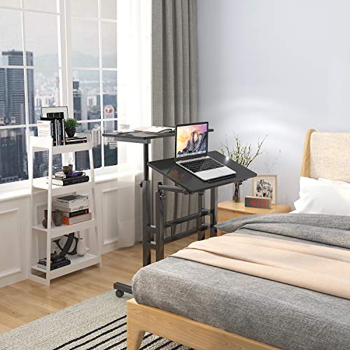 DlandHome Mobile Standing Desk Stand Up Desk Rolling Desk, Stand Sit Desk Mobile Computer Desk Adjustable Standing Desk 23.6inches Table Workstation Mobile Desk Cart Tray Black DlandHome
