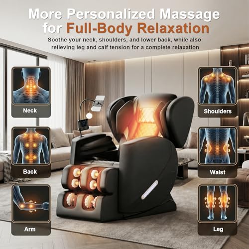 Massage Chair Full Body 2025 Upgraded Zero Gravity Recliner with Heat, 10 Fix Points, Airbag, Touch Screen, Footrest, Shiatsu Massage Chair Full Body for Parents Seniors Casaphoria
