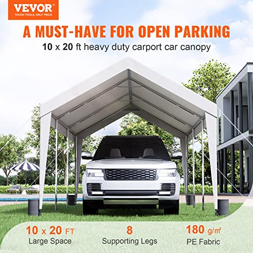 VEVOR Upgraded 10x20 ft Heavy Duty Carport Car Canopy, Car Port Garage Boat Shelter Party Tent with 8 Reinforced Poles and 4 Weight Bags, UV Resistant Waterproof Tarp for SUV, Truck, Boat VEVOR
