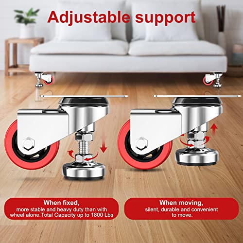 Homhoo 3" Leveling Plate Caster Wheels with Adjustable Anti-Vibration Leveling Foot Pad Heavy Duty Swivel casters for Workbench, Machine Equipment, Homhoo