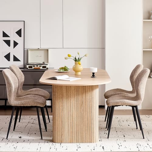 Valivestia Oval Dining Table, 70.8" Modern Wood Kitchen Table for 4-6 People with Sturdy Legs, for Dining Room Kitchen, Natural Color Valivestia