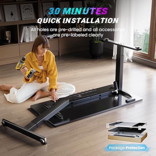 SIAGO Electric Standing Desk Adjustable - 55 x 24 Inch Sit Stand up Desk with Cable Management - 3 Memory Preset Adjustable Height Desk Computer Home Office Desk SIAGO