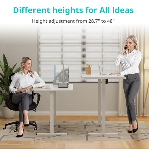 Simple Deluxe Electric Standing Desk, Adjustable Height, 24x40 Inches, Sit Stand Up Desk with Cable Management, White Simple Deluxe