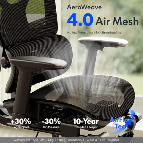 FLEXISPOT ErgoX Premium Ergonomic Office Chair with Footrest- Adjustable 3D Armrests, Dynamic Lumbar Support, Recline & Tilt Function, Mesh Seat, for Home & Office Use,Light Grey FLEXISPOT