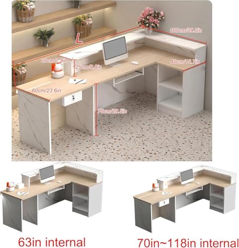 Modern L-Shaped Reception Desk, Front Office Reception Counter for Lobby, Office, SOHO, Retail Stores – Modern Peception Desk,Durable & Easy to Install Generic