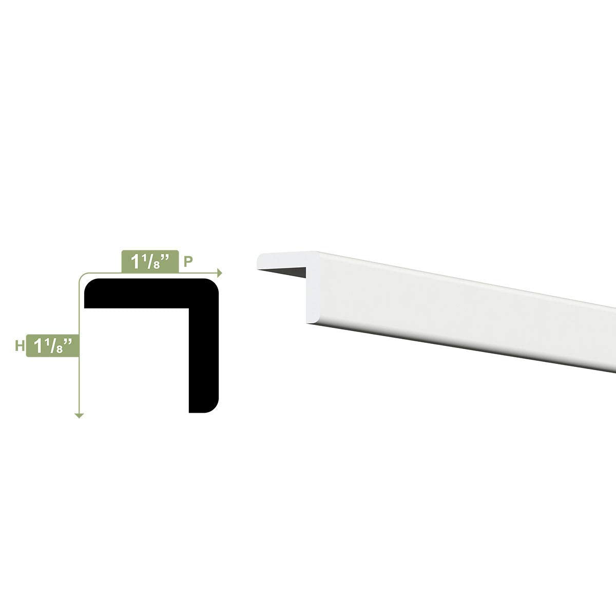 Ekena Millwork WM205X96SWPV Outside Corner Moulding, 1 1/8"H x 1 1/8"P x 96"L, Unfinished Ekena Millwork