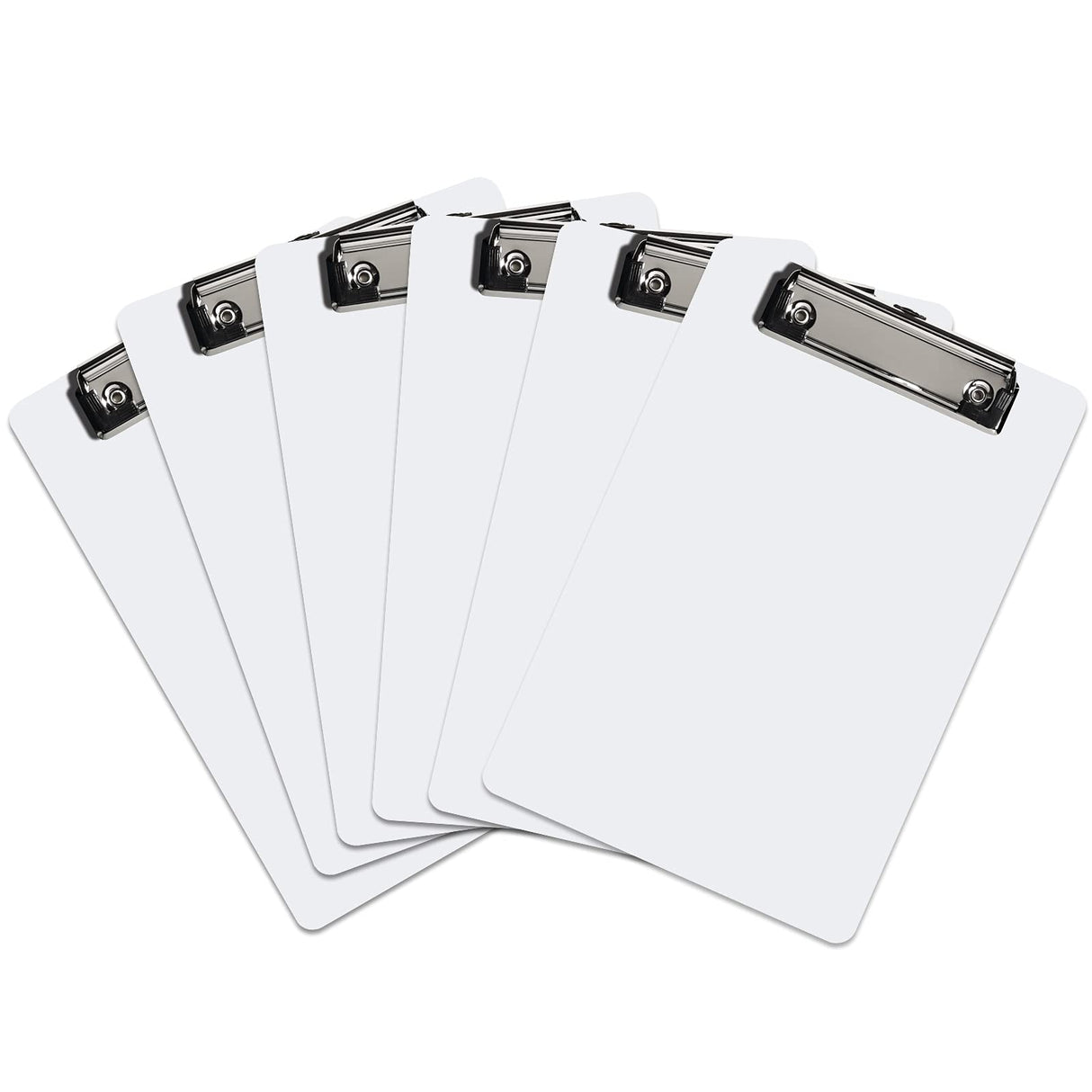 Hongri Plastic Clipboards Set of 6, White Small Clipboard Standard A5 Size Memo Clipboards for Students, Kid, Women, Office, Home, Low Profile Clip, Mini Clipboard Size 6" x 9", White Hongri