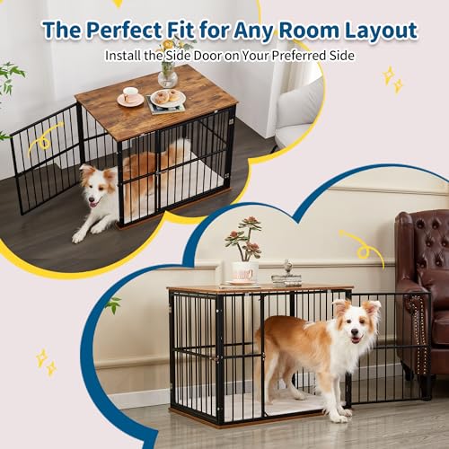 Made4Pets Dog Crate Furniture for Large Dogs, Big Dog Kennel House for Indoor and Outdoor Use, Heavy-Duty Dog Cage Chew-Resistant with Washable Cushion, Modern Side End Table, 31.1"*21.5"*25.2" MADE 4 PETS