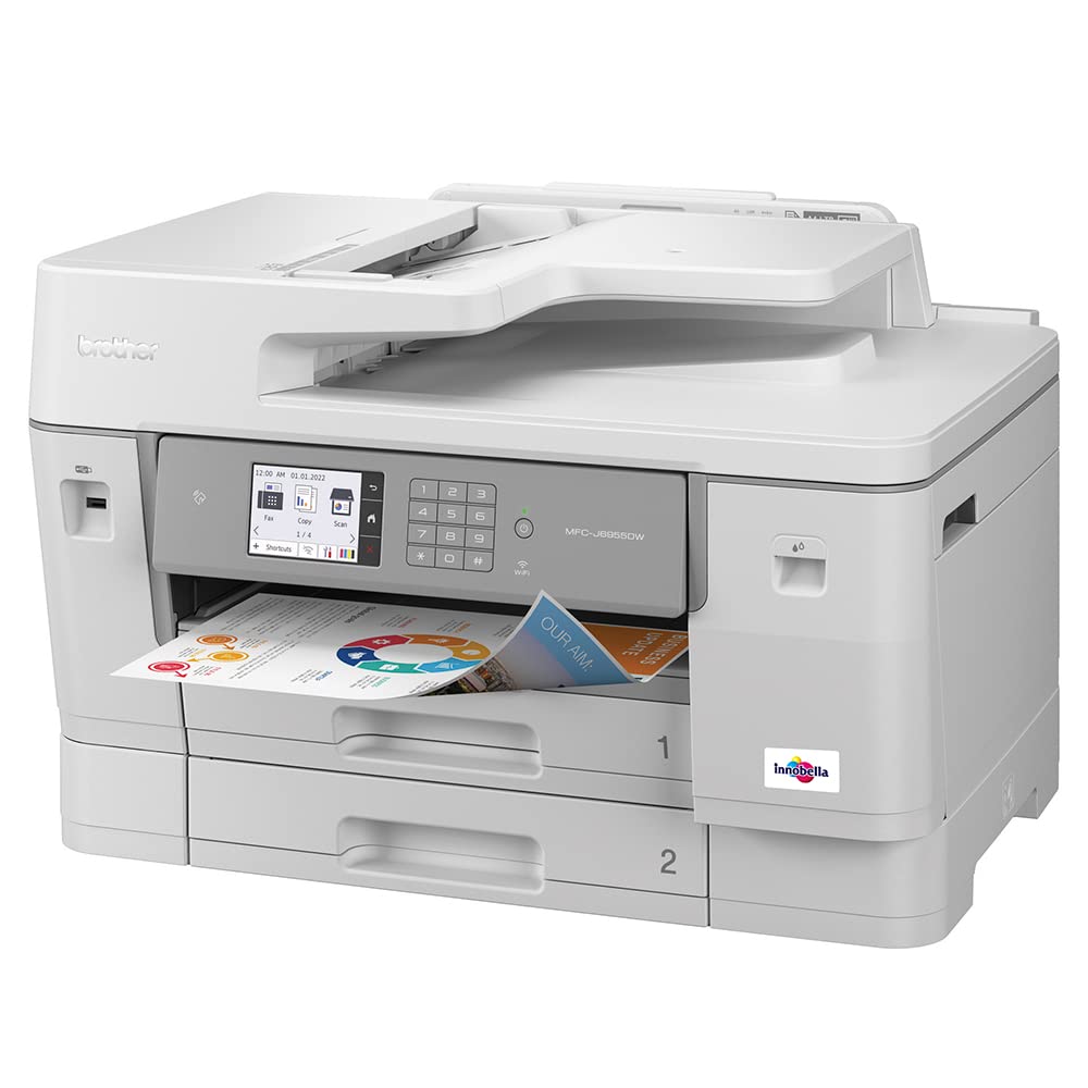 Brother MFC-J6955DW INKvestment Tank Color Inkjet All-in-One Printer with Wireless, Duplex Printing, 11” x 17” Scan Glass and Up to 1-Year of Ink in-Box,White Brother