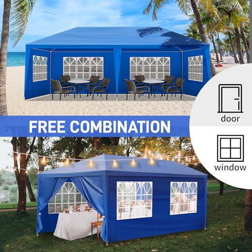 Outvita Outdoor Party Tent, Patio Canopy Tent Gazebo with Removable Sidewalls Instant Event Tent for Cater Events Wedding Birthday Pavilion Beach BBQ(10'x20') Outvita