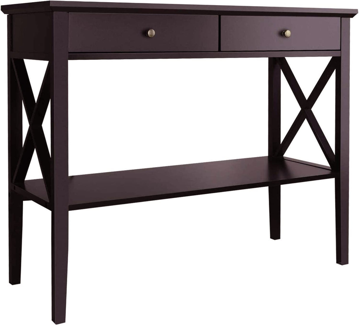 ChooChoo Console Table with Drawers, Narrow Wood Accent Sofa Table Entryway Table with Storage Shelf for Entryway, Front Hall, Hallway, Living Room, Espresso ChooChoo