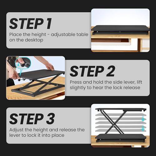 ANTHOSPACE Standing Desk Converter 23.6" x 13.4", Adjustable Height 2.4"β15.7", Sit Stand Converter with Sturdy Steel Frame, Ergonomic Standing Desk Topper & Monitor or Laptop Riser for Home Office ANTHOSPACE