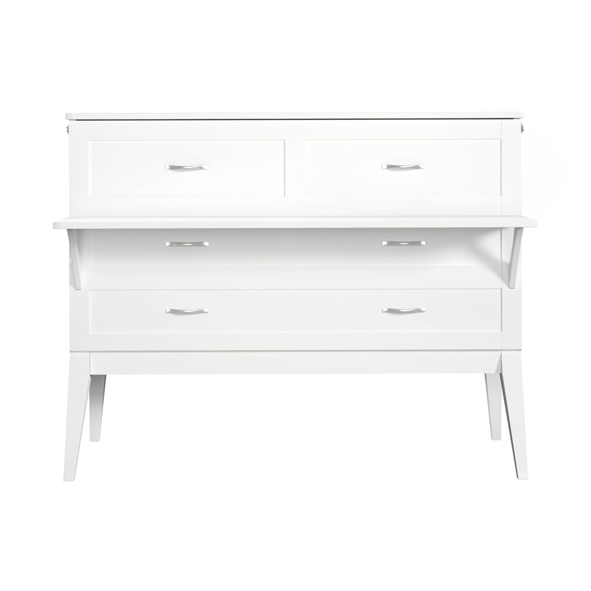 AFI, Northampton Full Size Murphy Bed Desk with Memory Foam 6" Mattress and Built-in USB Charger, White AFI