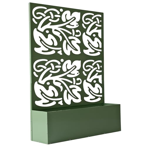 Oakland Living 6 ft. X 4 ft. Green Freestanding Metal Privacy Screen Room Divider with Flower Box Oakland Living