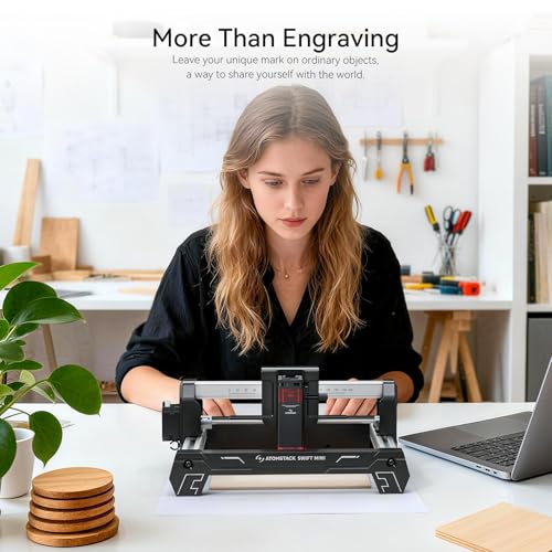 ATOMSTACK Swift Laser Engraver 3W for Beginners Swift Laser Cutter Machine Desktop Fully Pre-Assembled 135×145mm Area, 0.04mm High Precision DIY Wood, Leather, Crafts, Acrylic, Gifts, 3000mW ATOMSTACK