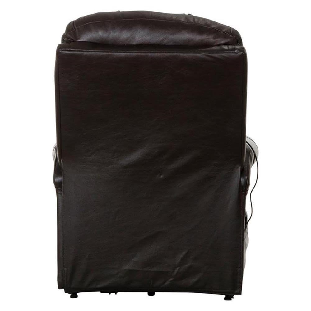 Catnapper Tyler Chocolate Brown Leather Power Lift Lay Flat Recliner with Heat & Massage Catnapper