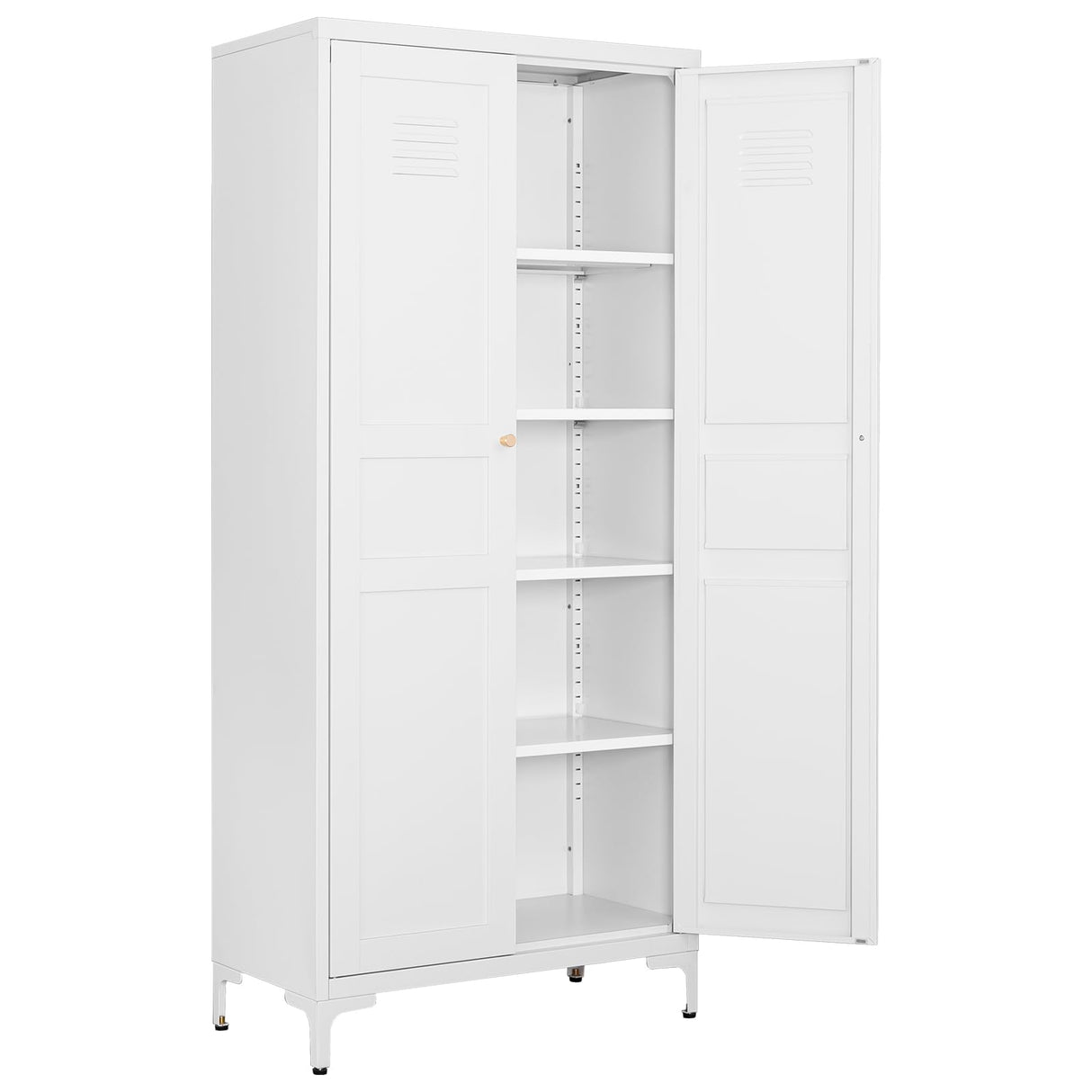 Fesbos Metal Storage Cabinet-61” Tall Steel File Cabinets with Doors and 4 Adjustable Shelves-White Steel Storage Cabinet for Home,Kitchen, School, Office, Garage Fesbos