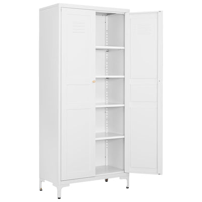 Fesbos Metal Storage Cabinet-61” Tall Steel File Cabinets with Doors and 4 Adjustable Shelves-White Steel Storage Cabinet for Home,Kitchen, School, Office, Garage