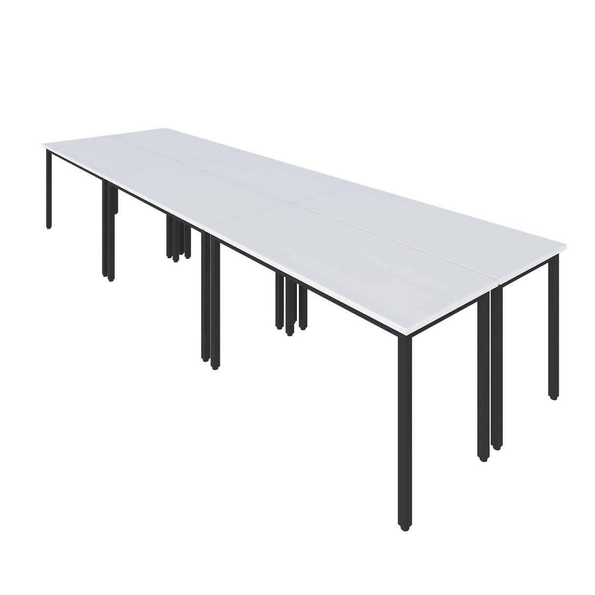 Bonzy Home Conference Tables 12ft Office Computer Desk for Meeting Room Study Writing Printer Table Save Space Design for 14 People 6PCS 141.6"x47.2"x29.5", White Bonzy Home