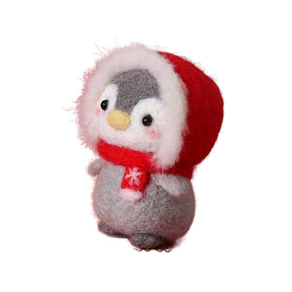 Funny Festive Christmas New Year Wool Needle Felting Starter Kit, Animal Needle Felting Kit, Non-Finished Felt Penguin Craft Kit, Lovely Penguin Needle Felting Kit for Beginners, 2 Set Kopida