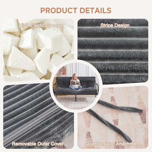 Futon Mattress Full Size 8",Foldable Futon Sofa Couch Bed,Floor Mattress Thick High Density Shredded Foam(Frame Not Included),Medium Firm Japanese Style Sleeping Pad for Guest Bedroom Living,DarkGrey nigwet