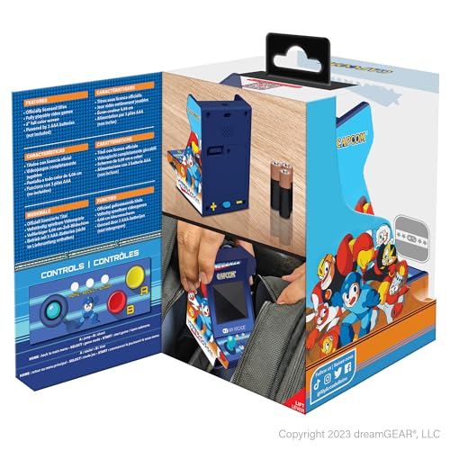 MY ARCADE Mega-Man Pico Player: 3.7" Playable Portable Tiny Arcade Machine with 6 Retro Games, 2" Screen Color Display, Small My Arcade