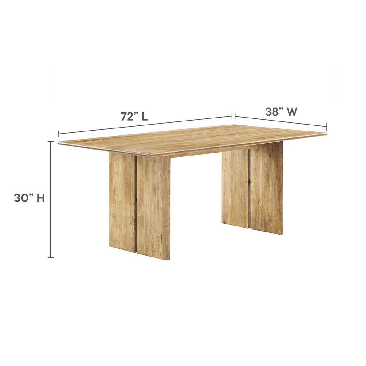 Modway Amistad 72" Solid Wood Modern Farmhouse Rectangular Oak, 70" Dining Table Modway