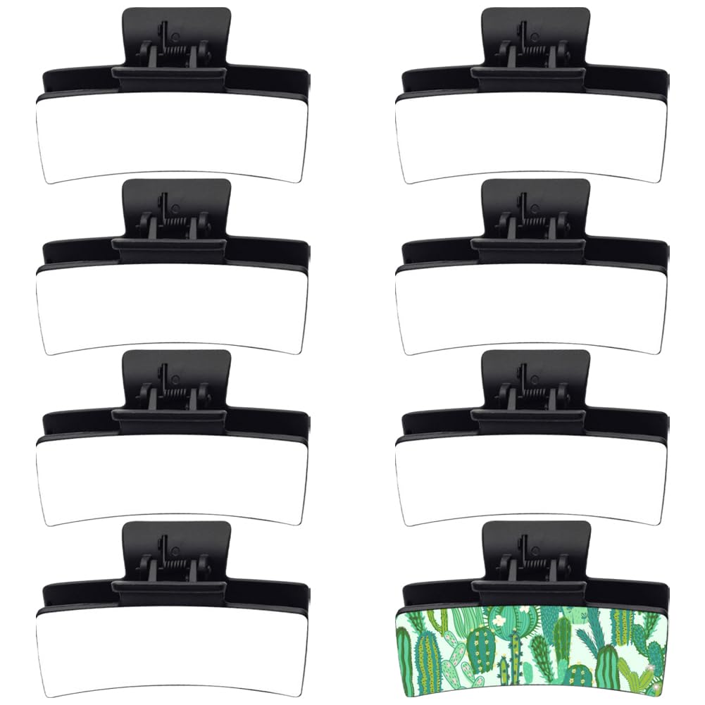 ZUYYON 8 Pack Sublimation Blanks Non-Slip 3.39 Inch Rectangle Hair Claw Clips for Thin, Thick, Long Hair - DIY Heat Transfer Strong Hold ZUYYON