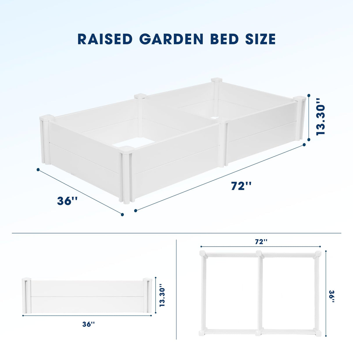 PASAMIC Durable Vinyl Raised Garden Bed, 6x3x1ft Raised Bed for Gardening, Planter Box with Open Bottom, Raised Garden Bed Outdoor, DIY Above Ground Garden Bed for Fruit, Vegetables, Herbs PASAMIC