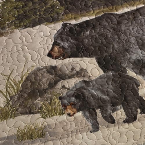 Donna Sharp Twin Polyester Bedding Set - 2 Piece - Bear Panels Lodge Quilt Set with Twin Quilt and Standard Pillow Sham - Machine Washable Donna Sharp