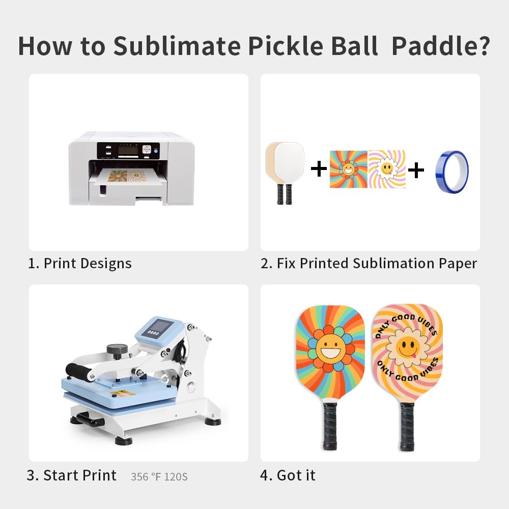 PYD Life 6 Pack Pickleball Paddles Plywood Sublimation Blanks 7.5" x 15.5",2/5 Inch Thickness 8 OZ Double Sided Printable One Side White One Side Wood PYD Life