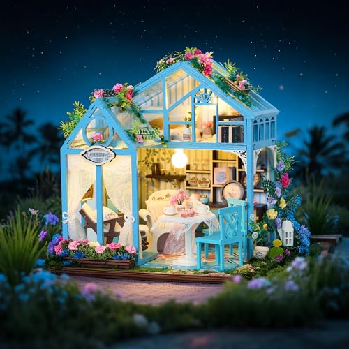 BenBen DIY Miniature House Kit, Mini House Building Kit for Adults, Model Craft Kits with Furniture, Tiny Dollhouse Diorama to Build for Hobbies, Gifts for Family and Friends(Garden Tea House)
