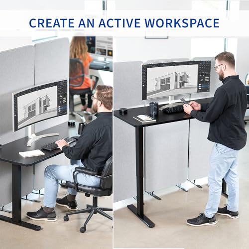 VIVO Electric 60 x 24 inch Stand Up Desk, Height Adjustable, Light Wood Top White Frame, Home and Office Furniture Sets, DESK-KIT-W06C VIVO