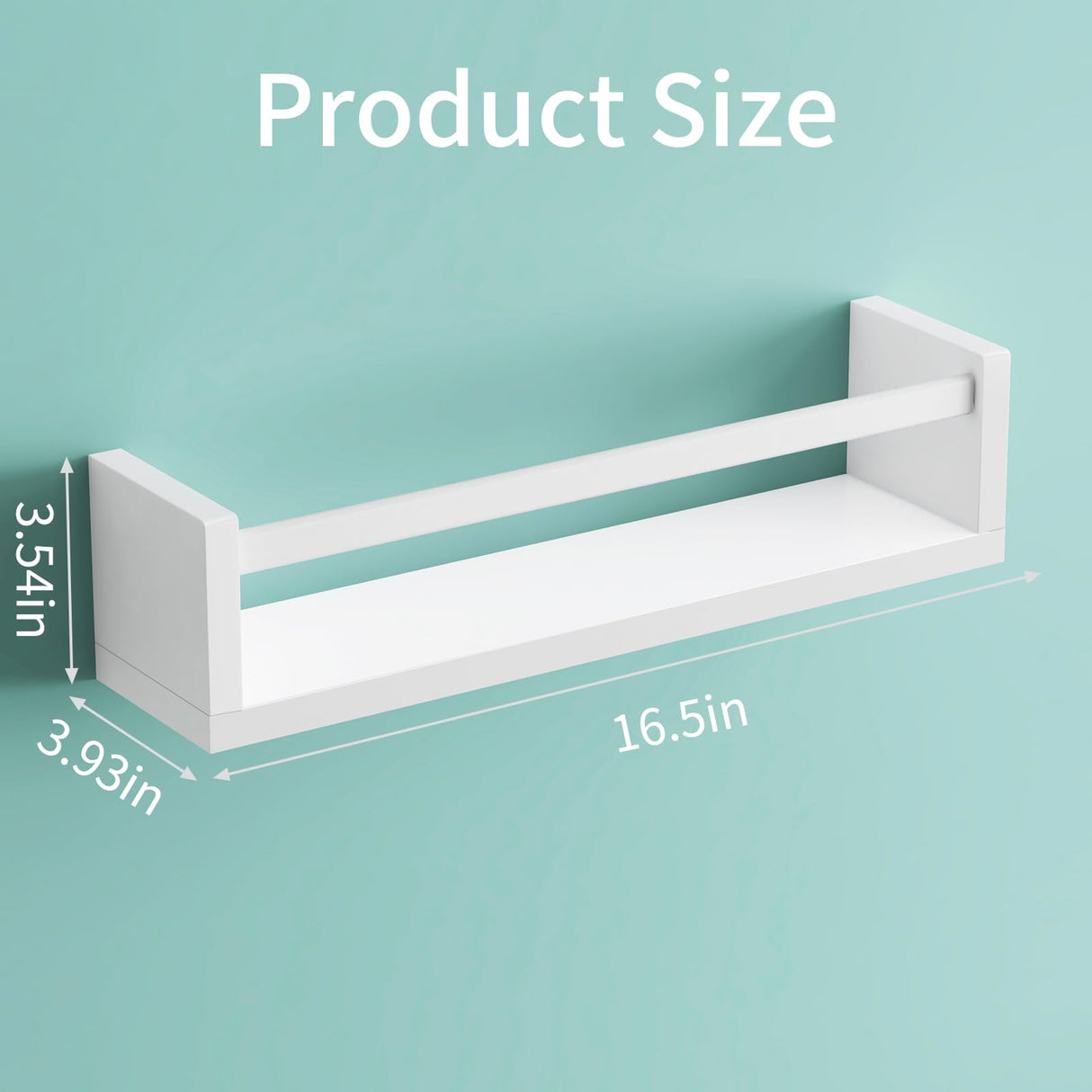 Fixwal Nursery Book Shelves, 16.5 Inch Floating Bookshelves for Nursery & Playroom Decor, Set of 4, Solid Wood Wall Mounted Shelves for Books and Toys Storage (White) Fixwal