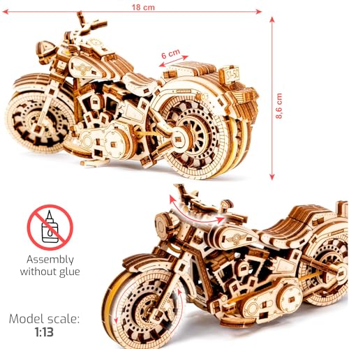 WOODEN.CITY Cruiser 3D Motorcycle Puzzle for Adults - Motorcycle Building Kit Adult - Wooden Model for Adults to Build - Build Your Own Motorcycle Kit - 3D Wooden Puzzle Model Motorcycle Kit to Build WOODEN.CITY