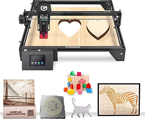 Longer Ray5 Laser Engraver, 10W Laser Cutter, 0.06 * 0.06 mm Precision Laser Engraver for Acrylic, Wood, and Metal with Emergency Stop, 3.5-inch Touch Screen for DIY Longer